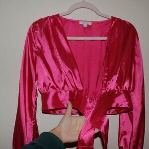 Hot Pink Satin Blouse - HONEY